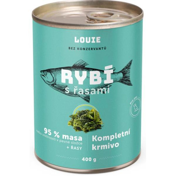 LOUIE konzerva pro psy rybí s řasou 400 g