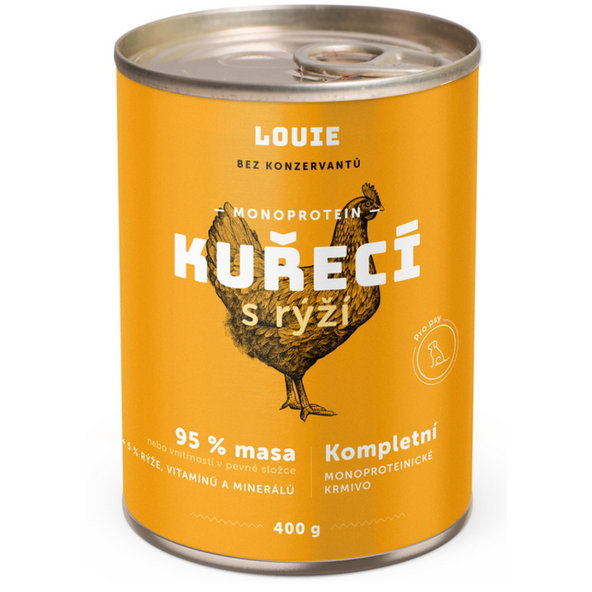 LOUIE konzerva pro psy kuřecí s rýží 400 g