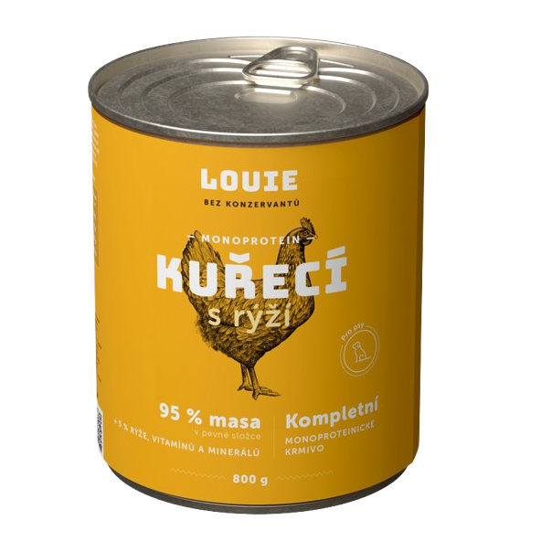 LOUIE konzerva pro psy kuřecí s rýží 800 g