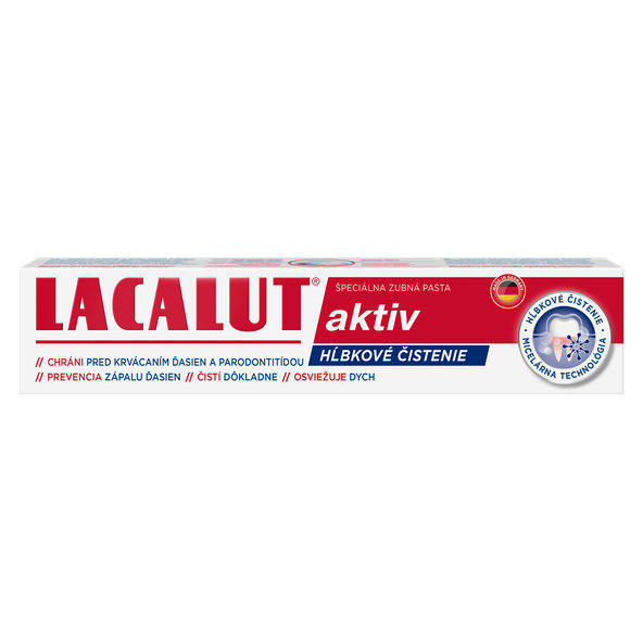 Lacalut Aktiv Hloubkové čištění zubní pasta micelární technologie 75 ml