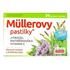 Müllerovy pastilky skorocel, mateřídouška + vitamín C bez cukru 36 ks