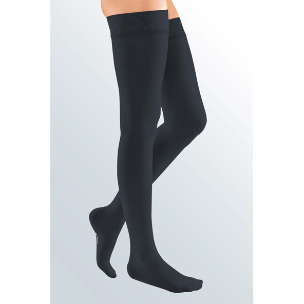MAXIS Mediven Elegance stehenní punčochy 5+ N krajka platinum modrá
