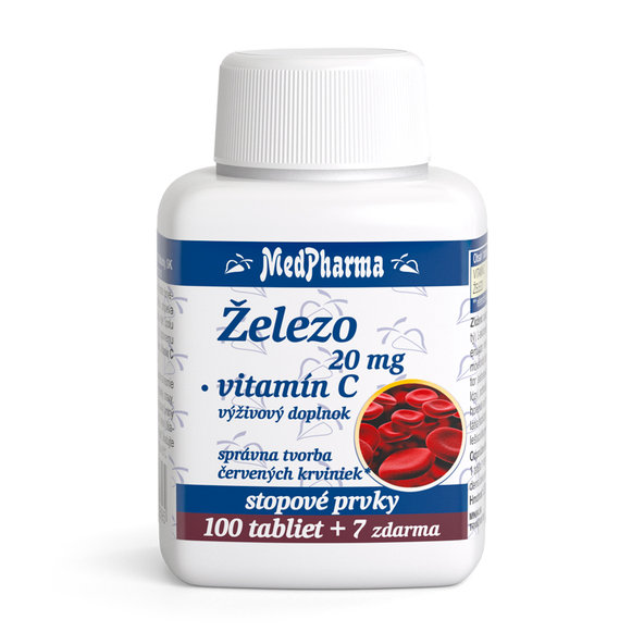 MedPharma Železo 20 mg + vitamin C 100+7 tablet