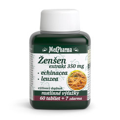 MedPharma Ženšen 350 mg + Echinacea + Leuzea 60+7 tablet
