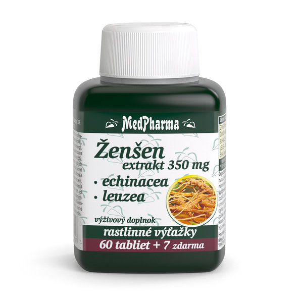 MedPharma Ženšen 350 mg + Echinacea + Leuzea 60+7 tablet