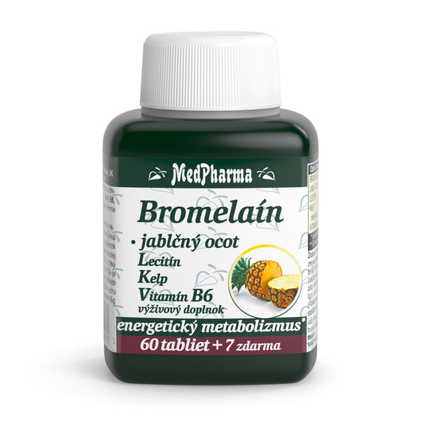 MedPharma Bromelain 300 mg + jablečný ocet + lecitin 60+7 tablet