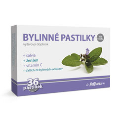 MedPharma bylinné pastilky šalvěj + ženšen + vitamin C 36 ks