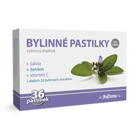 MedPharma bylinné pastilky šalvěj + ženšen + vitamin C 36 ks