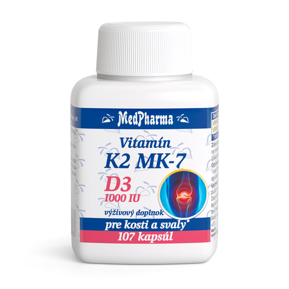 MedPharma Vitamin K2 MK-7 + D3 1000 IU 107 kapslí