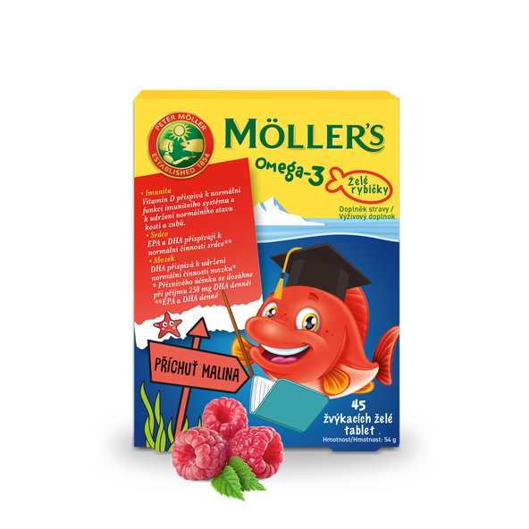 Möller’s Omega-3 želé rybičky malina 45 tablet