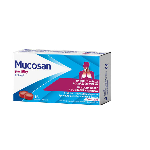 Mucosan pastilky bez cukru třešeň a lesní ovoce 16 pastilek