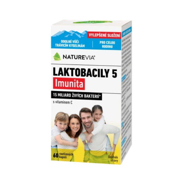 Naturevia Laktobacily 5 Imunita s vitamínem C 60 kapslí
