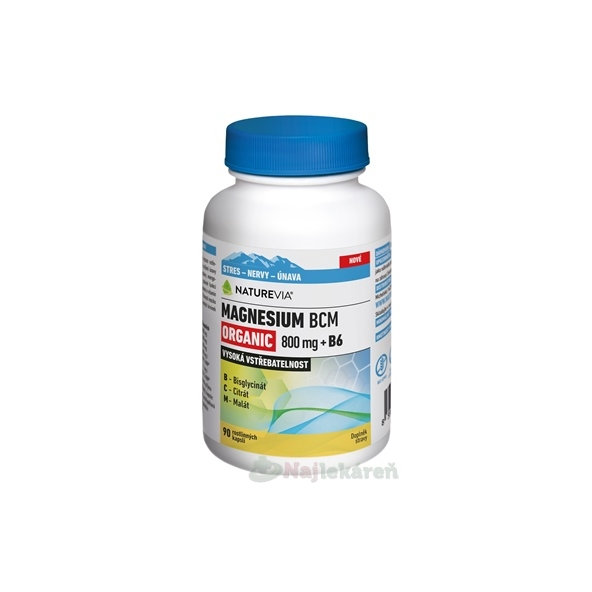 Naturevia Magnesium BCM organic 800 mg + B6 90 kapslí