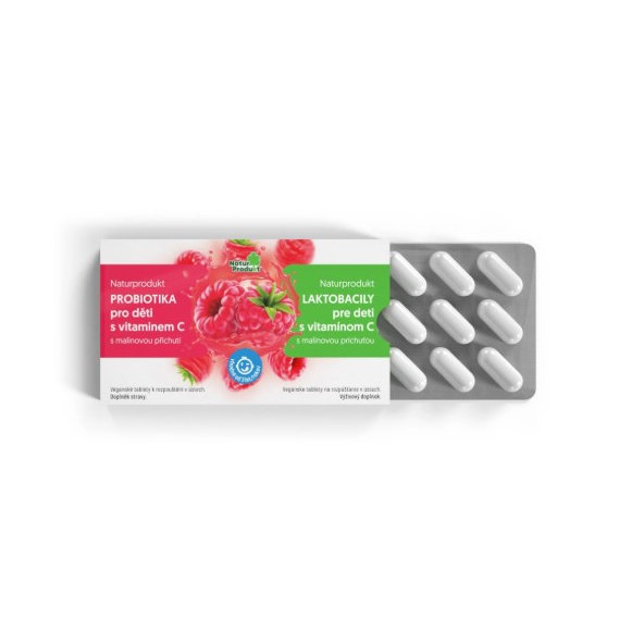 NaturProdukt LAKTOBACILY pro děti s vitamínem C malina 15 ks