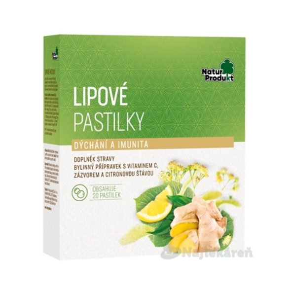 NaturProdukt LIPOVÉ PASTILKY dýchání a imunita 20 pastilek