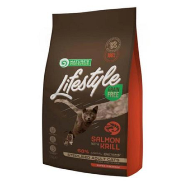 Natures Protection Lifestyle sterilizované kočky losos a krill 1,5 kg