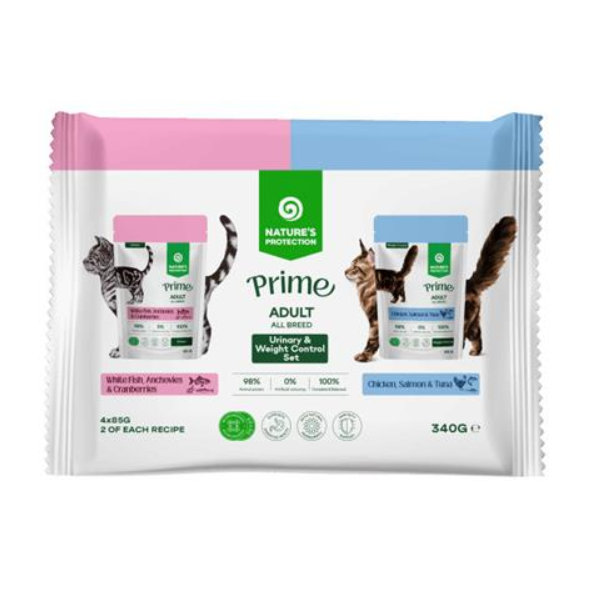 Natures Protection Prime kapsička pro kočky adult set 4× 85 g