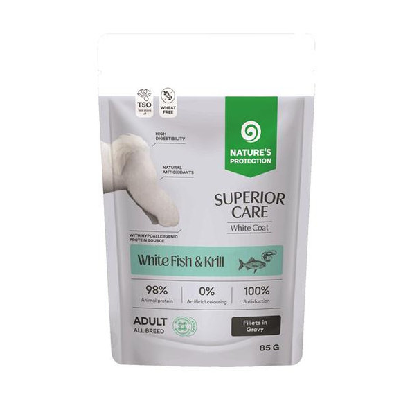 Natures Protection SC White kapsička psy adult bílá ryba, krill 85 g