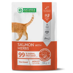 Natures Protection kapsičky kočky steril. losos, byliny 22× 100 g