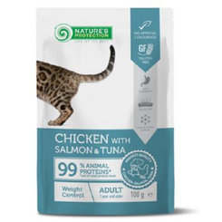 Natures Protection kapsičky kočky WC kuře, losos, tuňák 22× 100 g
