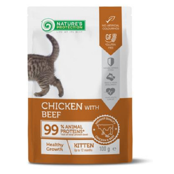Natures Protection kapsičky pro koťata kuře a hovězí 22× 100 g