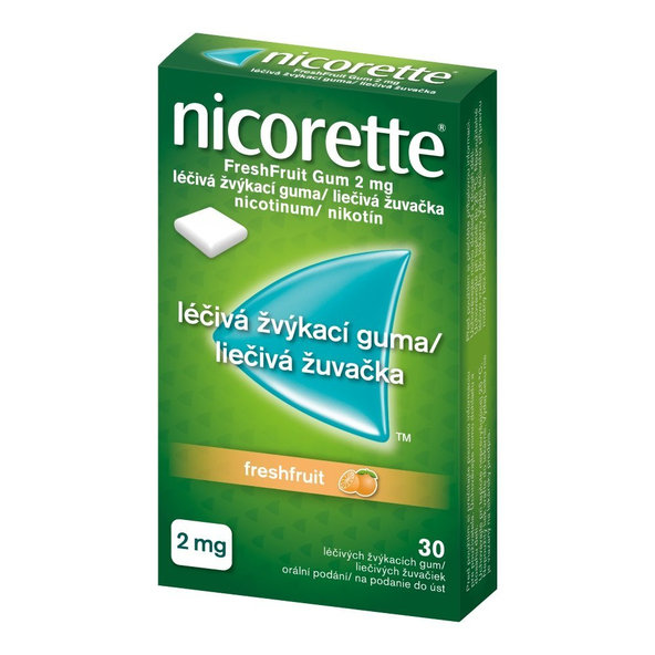 Nicorette žvýkačky na odvykání kouření Fresh fruit 2 mg 30 ks