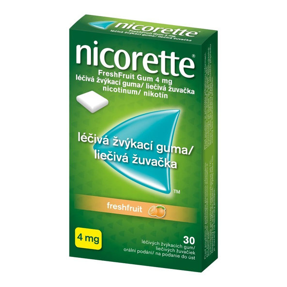 Nicorette žvýkačky na odvykání kouření Fresh fruit 4 mg 30 ks