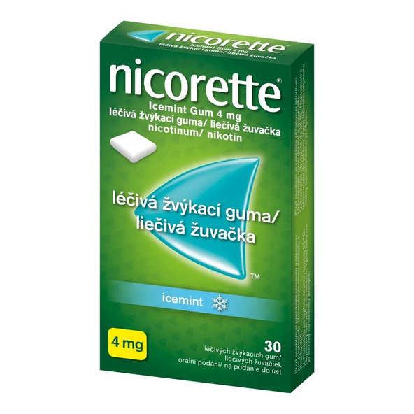 Nicorette žvýkačky na odvykání kouření Icemint 4 mg 30 ks