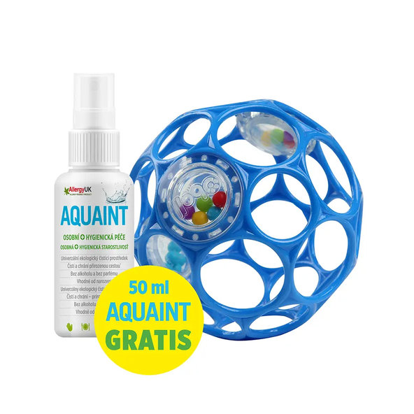 Oball Rattle hračka 10 cm blue 0m+ + Aquaint čisticí voda 50 ml