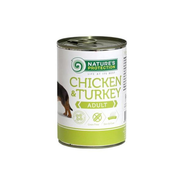 Natures Protection konzerva pro psy adult kuře a krůtí 400 g