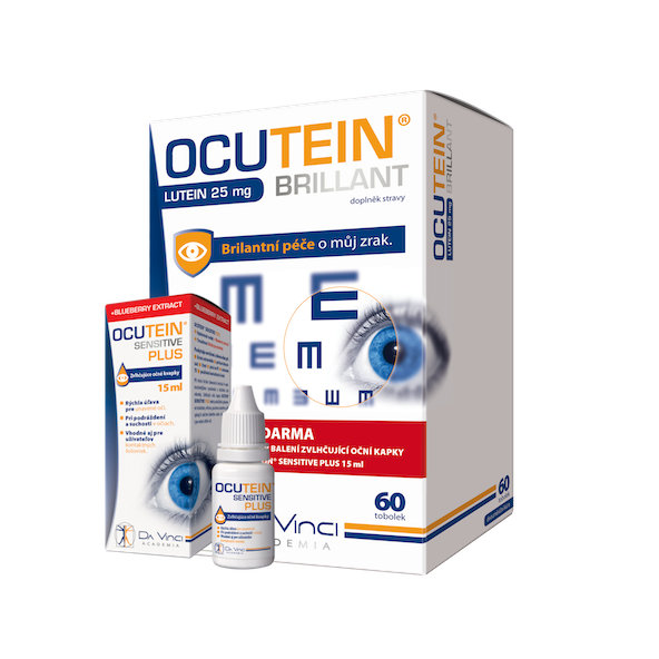 Ocutein Brillant Lutein 25 mg Da Vinci 60 kapslí + kapky 15 ml