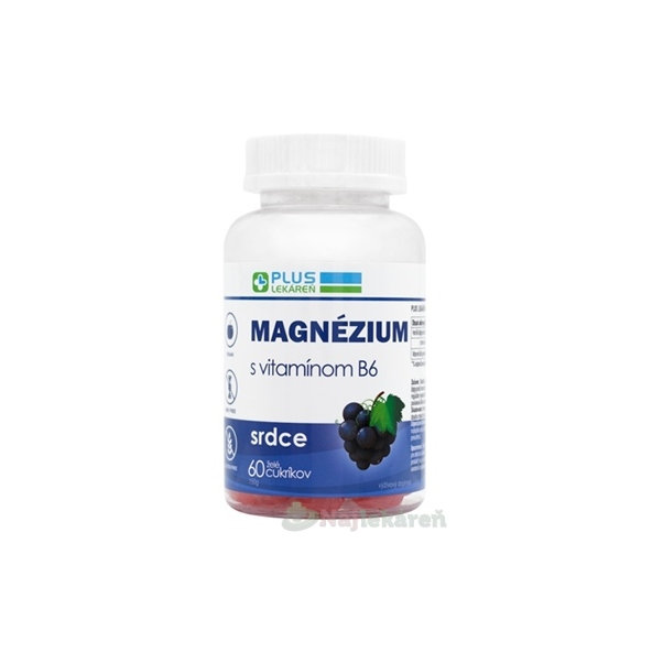 Plus Lekáreň Magnézium + vitamín B6 příchuť hrozno 60 želé bonbonů