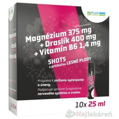 Plus Lekáreň Hořčík + draslík + vit. B6 Shots lesní plody 10 ampulí