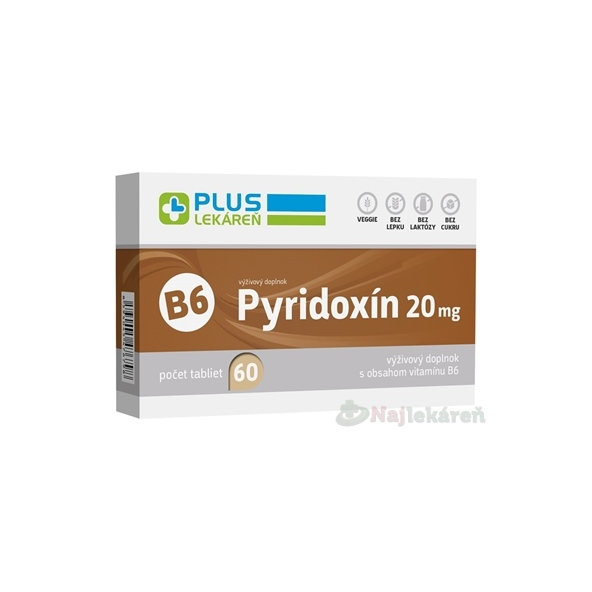 Plus Lekáreň Pyridoxin 20 mg vitamín B6 60 tablet