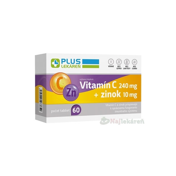 Plus Lekáreň Vitamín C 240 mg + zinek 10 mg 60 tablet