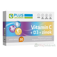 Plus Lekáreň vitamin C + D3 + zinek 30 tablet