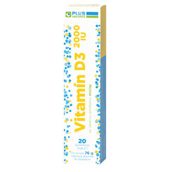 Plus Lekáreň Vitamín D3 2000 IU malina 20 šumivých tablet