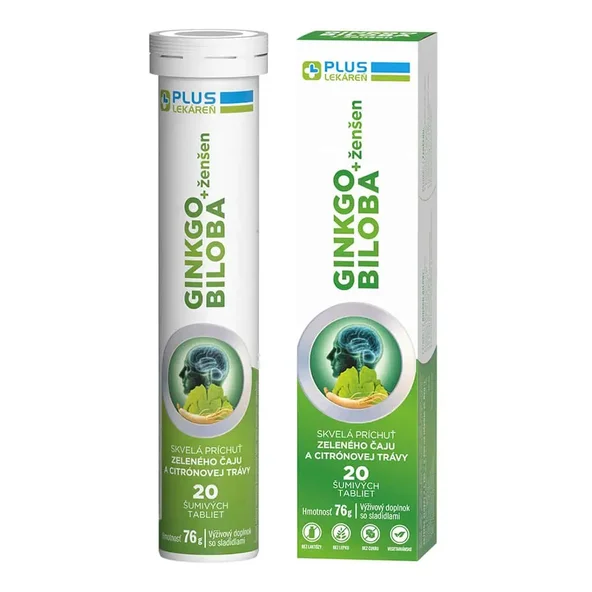Plus Lekáreň Ginkgo biloba + ženšen 20 šumivých tablet