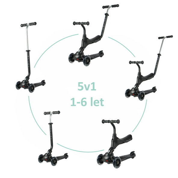 QPLAY Koloběžka Sema Pro 5v1 Black 12 m+