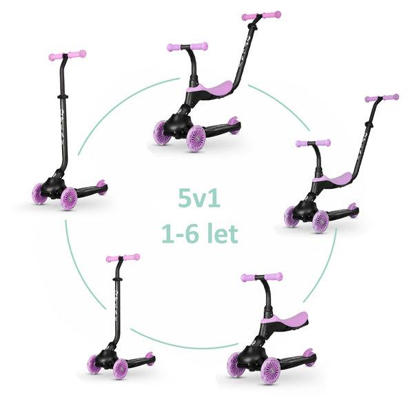 QPLAY Odrážedlo a koloběžka Sema Evo 6v1 Violet 12 m+