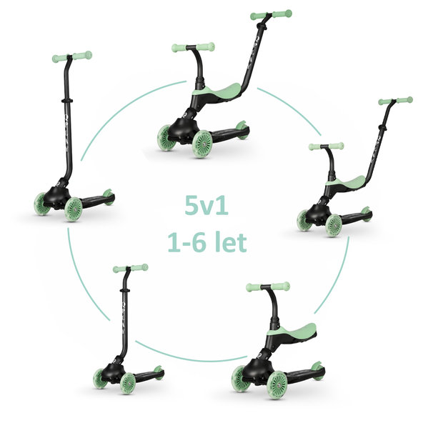 QPLAY Odrážedlo a koloběžka Sema Evo 6v1 Jade Green 12 m+
