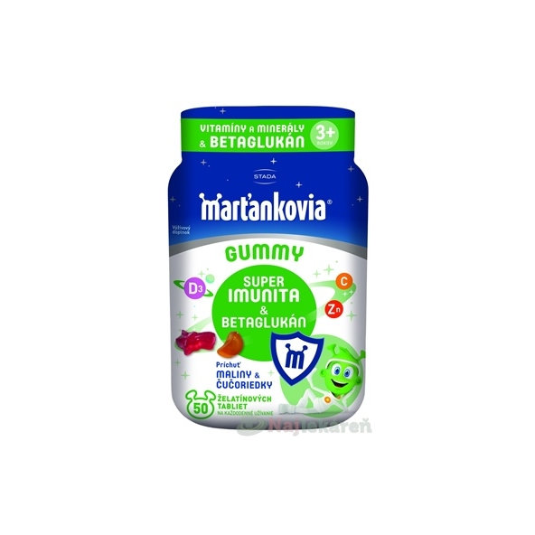 Walmark Marťánci Gummy Super imunita + betaglukán malina + borůvka 50 žvýkacích tablet