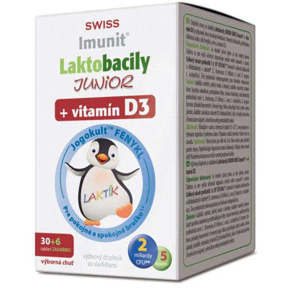 Swiss Imunit Junior laktobacily a vitamín D3 36 tablet