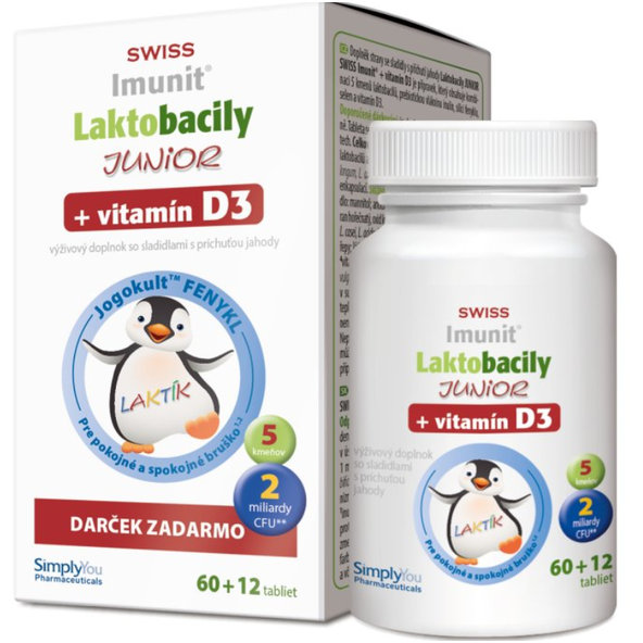 Swiss Imunit Junior laktobacily a vitamín D3 72 tablet