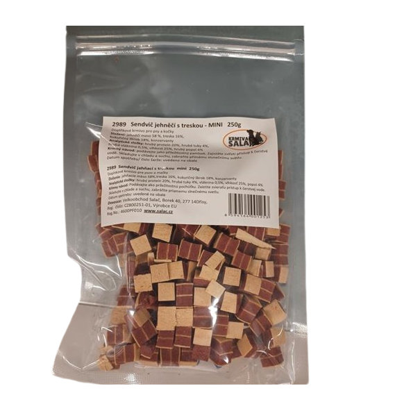 Salač Mini jehněčí sendviče s treskou pro psy 250 g