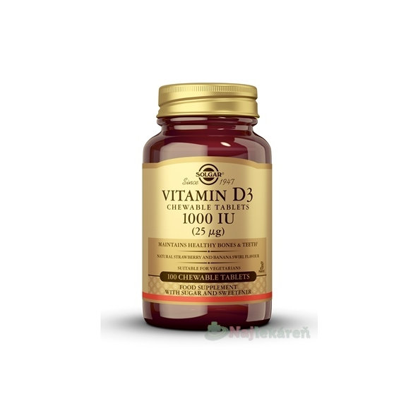 Solgar Vitamín D3 1000 IU 100 žvýkacích tablet