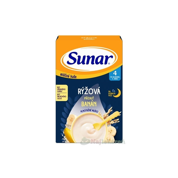 Sunar mléčná kaše rýžová banán na dobrou noc 4m+ 210 g