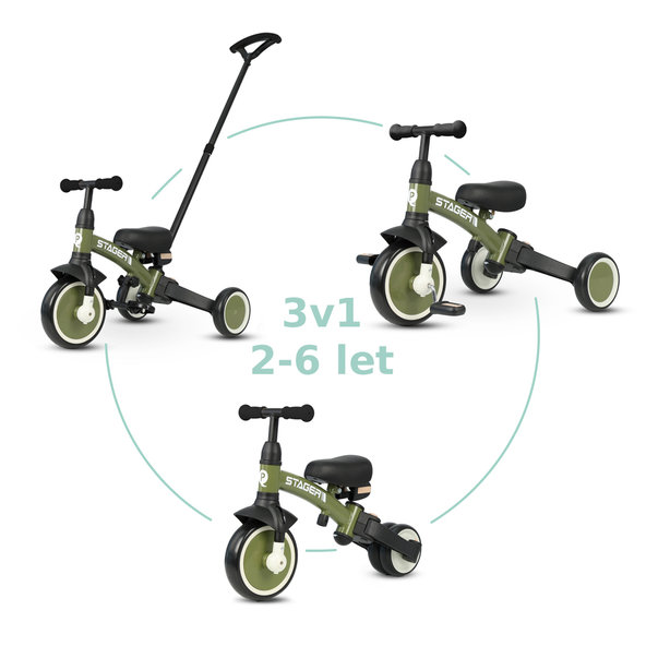 QPLAY Tříkolka Stager 3v1 zelená do 25 kg