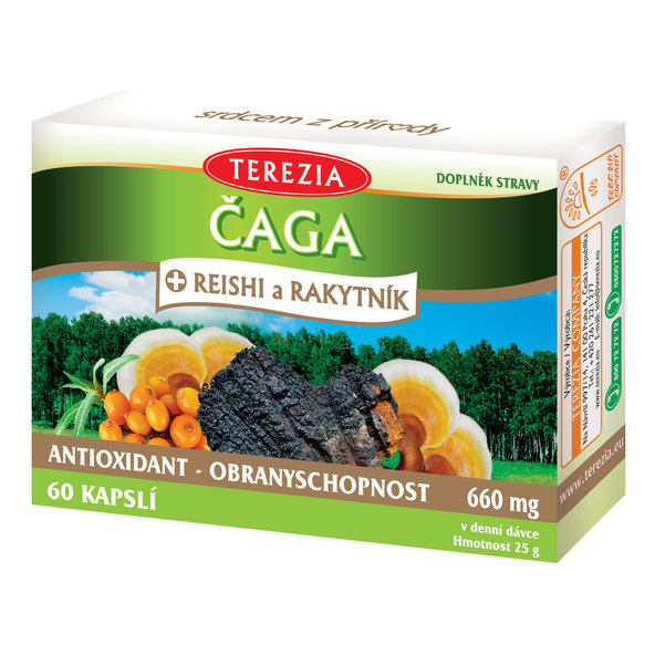 Terezia Čaga + Reishi a rakytník 60 kapslí