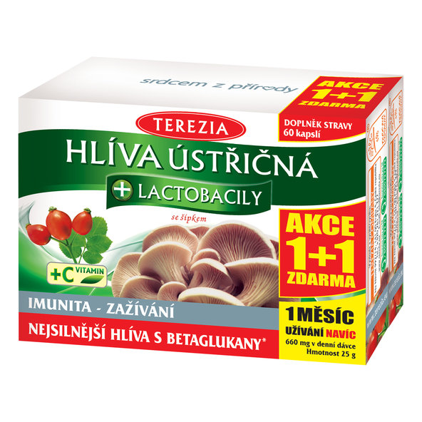 Terezia Hlíva ústřicová + laktobacily se šípky 60+60 kapslí